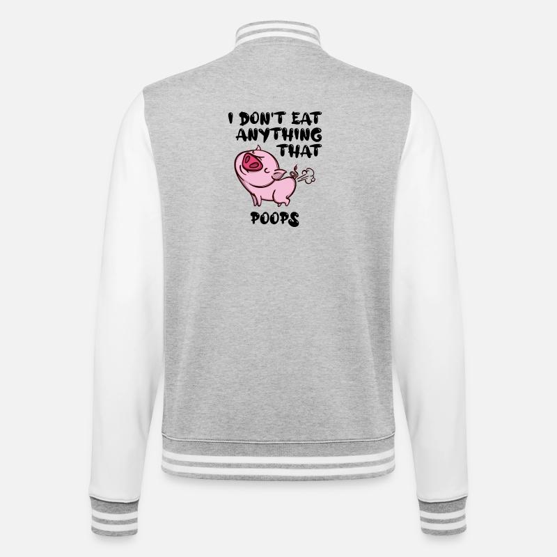 Schwein Vegan Statement - College-Sweatjacke - Grau meliert/Weiß