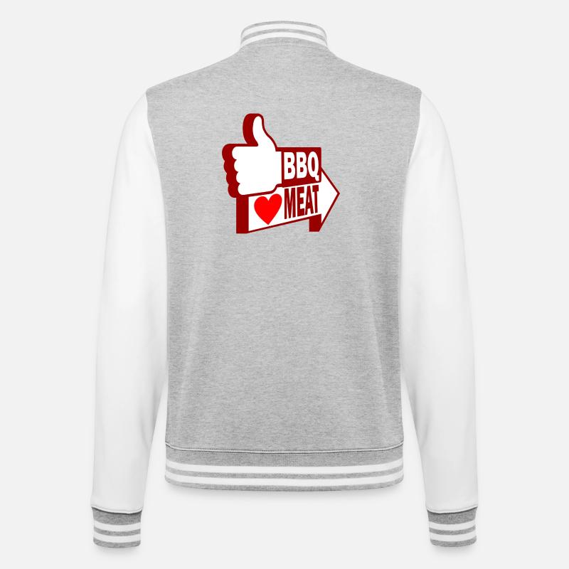 Wie BBQ, lieben Fleisch - College-Sweatjacke - Grau meliert/Weiß