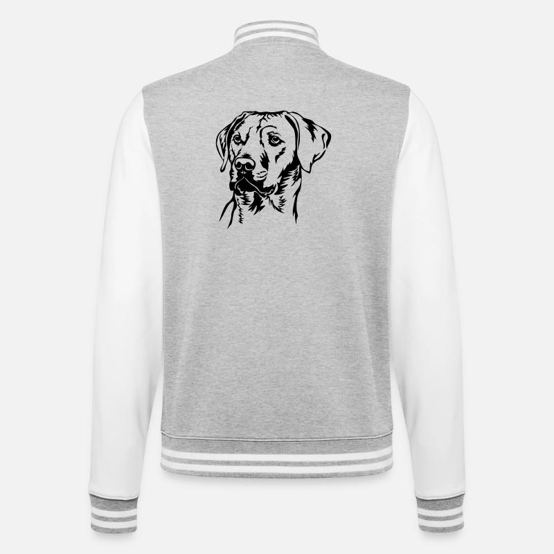 Rhodesian Ridgeback Kopf - College-Sweatjacke - Grau meliert/Weiß