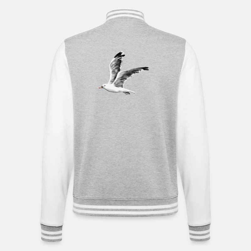 Möwe - College-Sweatjacke - Grau meliert/Weiß