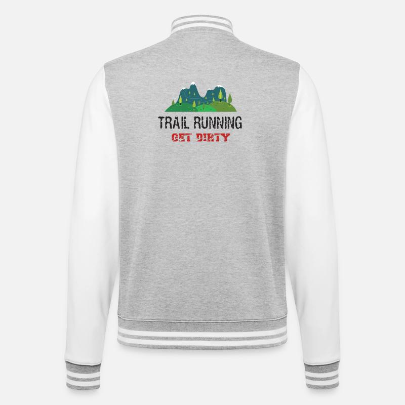 Trail Running – Werden Sie schmutzig! - College-Sweatjacke - Grau meliert/Weiß