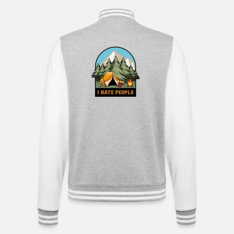 Ich hasse Menschen - College-Sweatjacke - Grau meliert/Weiß