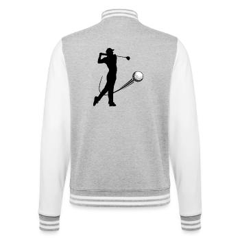 Un joueur de golf frappe l’ombre de la balle - Veste Teddy - gris chiné / blanc - Dos - Marisol (170cm)