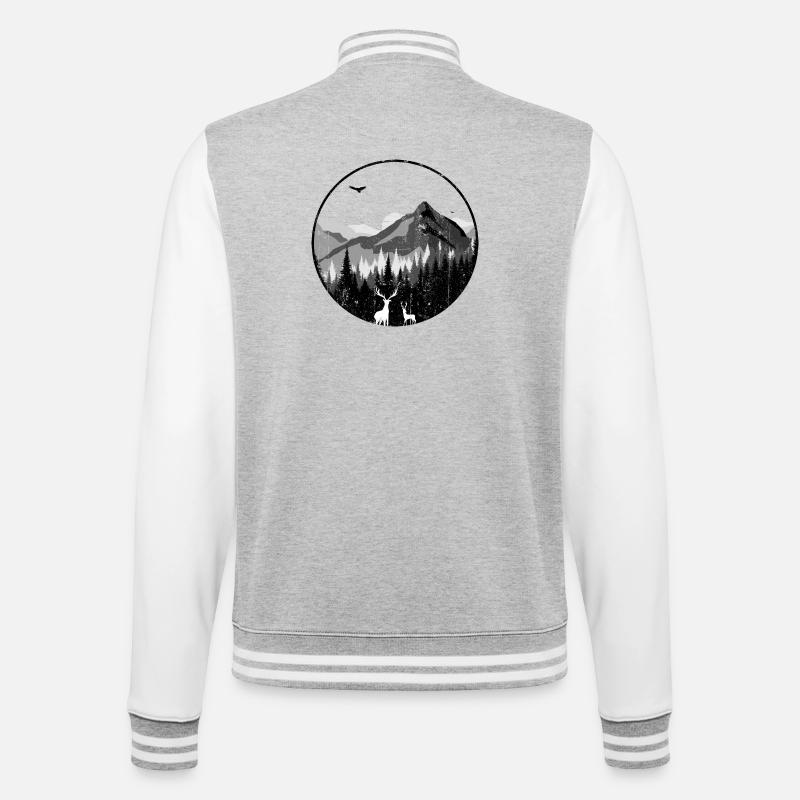 Silhouetten der Mountain Dawn Deer - College-Sweatjacke - Grau meliert/Weiß