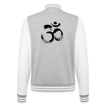 Yoga OM sanskrit - Veste Teddy - gris chiné / blanc - Dos - Marisol (170cm)