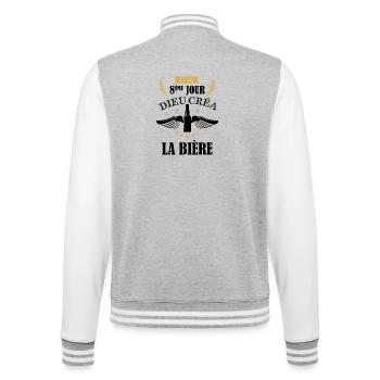 Dieu créa la bière - Veste Teddy - gris chiné / blanc - Dos - Marisol (170cm)