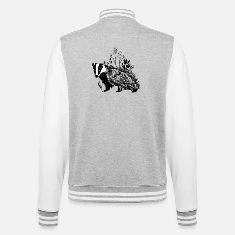 Badger in the Grass - Lined Nature - College Sweat Jacket - heather grey/white