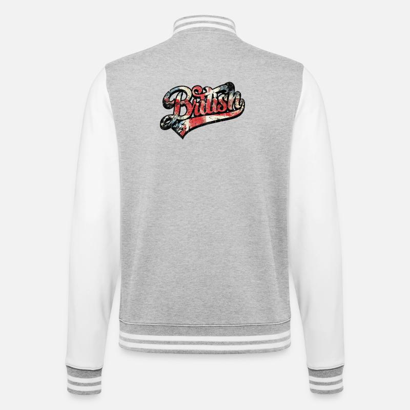 British Pride Distressed Script Tee - College Sweat Jacket - heather grey/white
