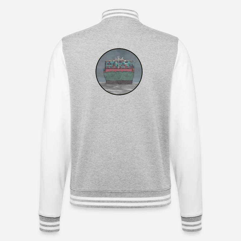 Containerschiff - College-Sweatjacke - Grau meliert/Weiß