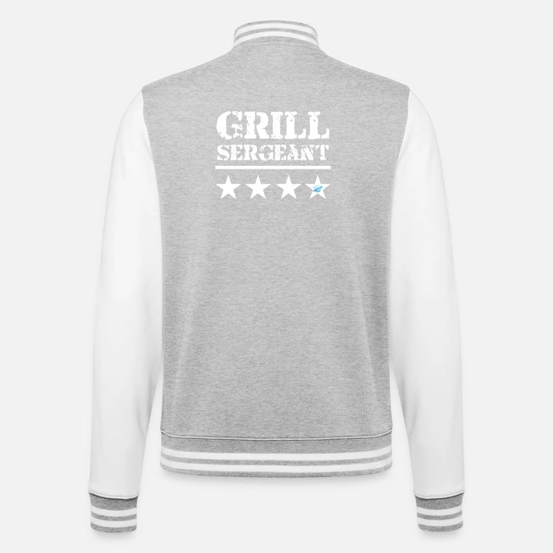 Grill Sergeant - BBQ King - College-Sweatjacke - Grau meliert/Weiß