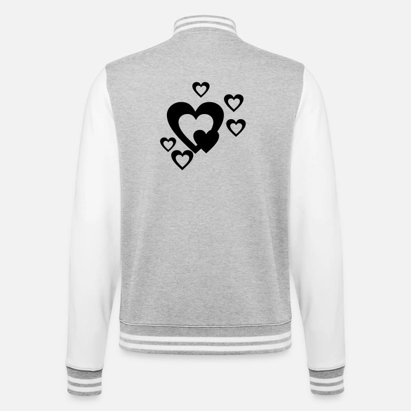 Hearts - College Sweat Jacket - heather grey/white