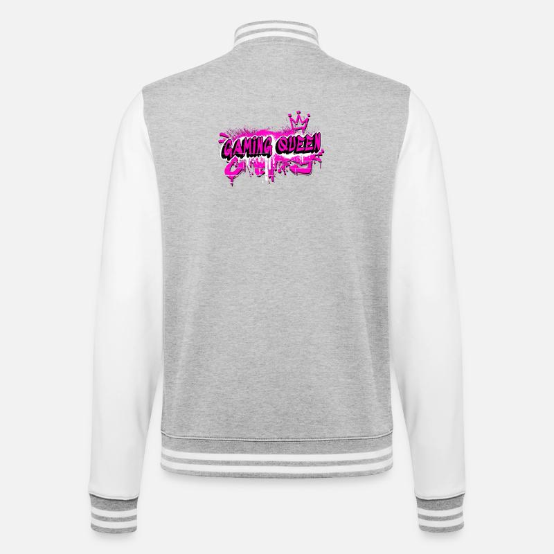 Gaming Queen Graffiti Design - College Sweat Jacket - heather grey/white