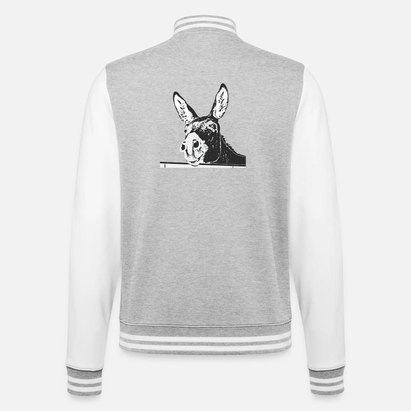 Esel - College-Sweatjacke - Grau meliert/Weiß