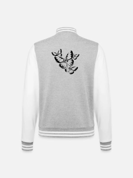 Butterfly Flying Nature Icon Illustration - College Sweat Jacket - heather grey/white