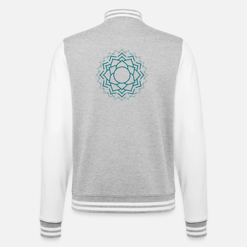 Kompliziertes Mandala Blumenmuster - College-Sweatjacke - Grau meliert/Weiß