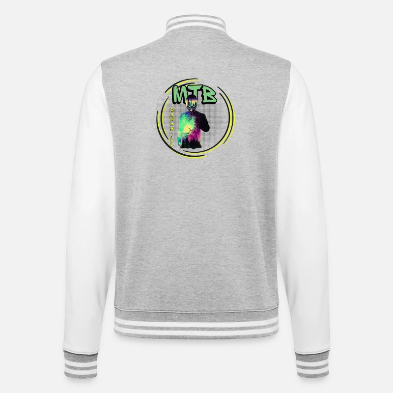 MTB Downhill mit Biker - College-Sweatjacke - Grau meliert/Weiß