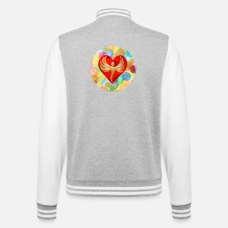 EngelHerz der Regenbogen Dimension - Sonja Ariel - College-Sweatjacke - Grau meliert/Weiß