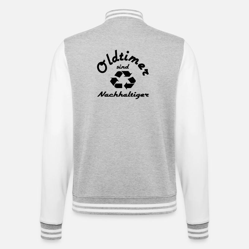 Oldtimer sind Nachhaltiger - College-Sweatjacke - Grau meliert/Weiß