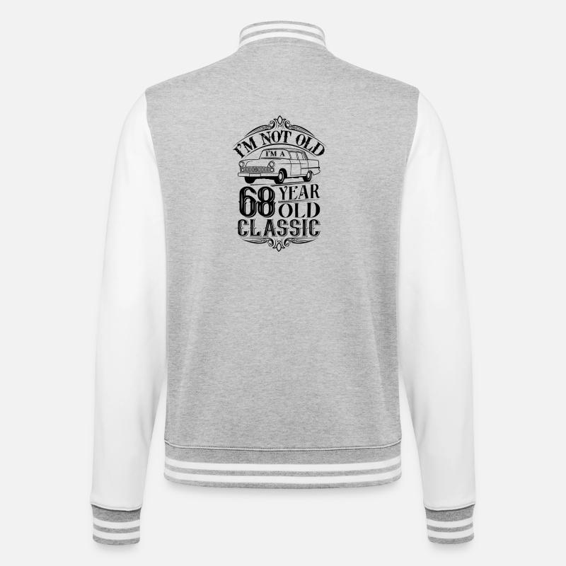 68th Birthday Classic Oldtimer - College Sweat Jacket - heather grey/white
