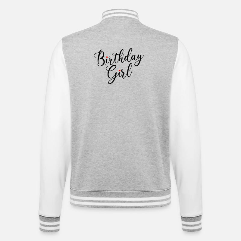 Fille d’anniversaire Script Coeurs - Veste Teddy - gris chiné / blanc