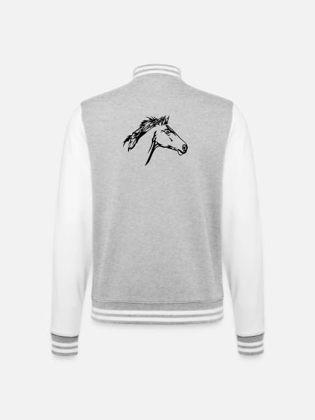 Running Horse Head - College Sweat Jacket - heather grey/white