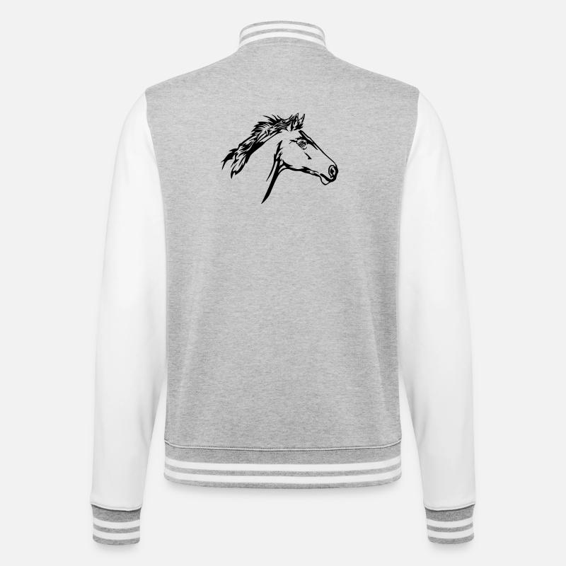 Tête de cheval en course - Veste Teddy - gris chiné / blanc