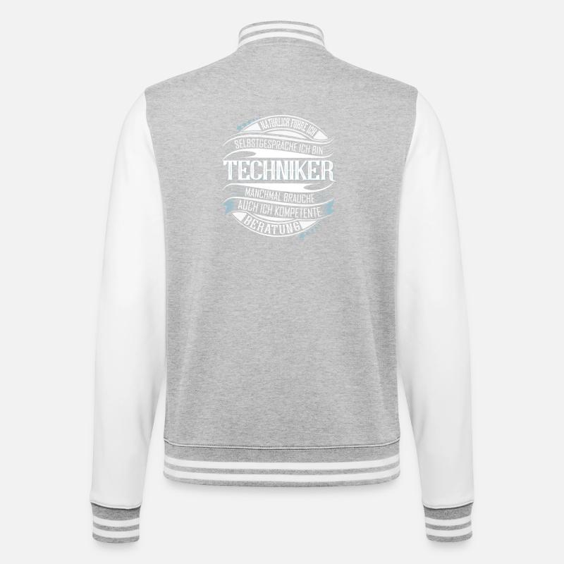 Techniker - College-Sweatjacke - Grau meliert/Weiß