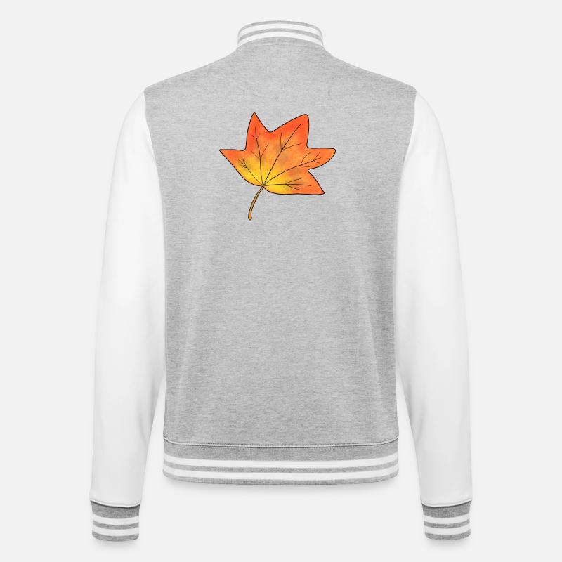 Herbst Blatt Ahornblatt - College-Sweatjacke - Grau meliert/Weiß