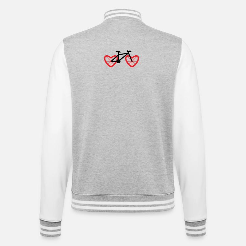 Fahrrad Herz Rad - College-Sweatjacke - Grau meliert/Weiß