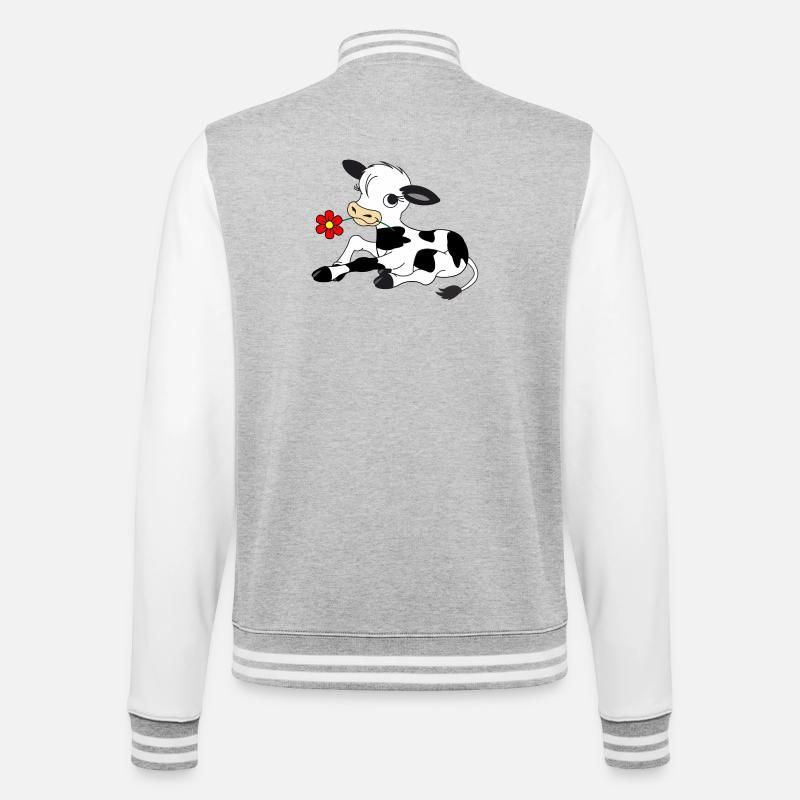 Veau avec fleur dans la bouche - Veste Teddy - gris chiné / blanc