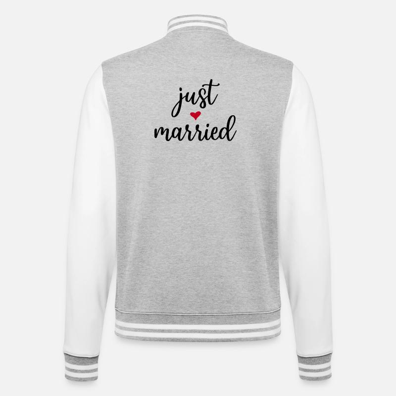 Just Married Gift Idea - College Sweat Jacket - heather grey/white