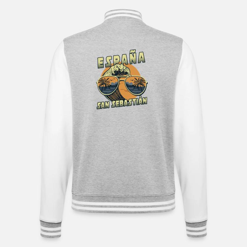 San Sebastian Spanien Beach Design - College-Sweatjacke - Grau meliert/Weiß