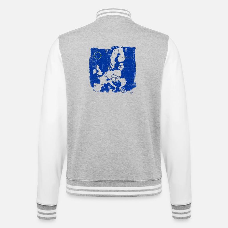 Blue Europe Map Silhouette - College Sweat Jacket - heather grey/white