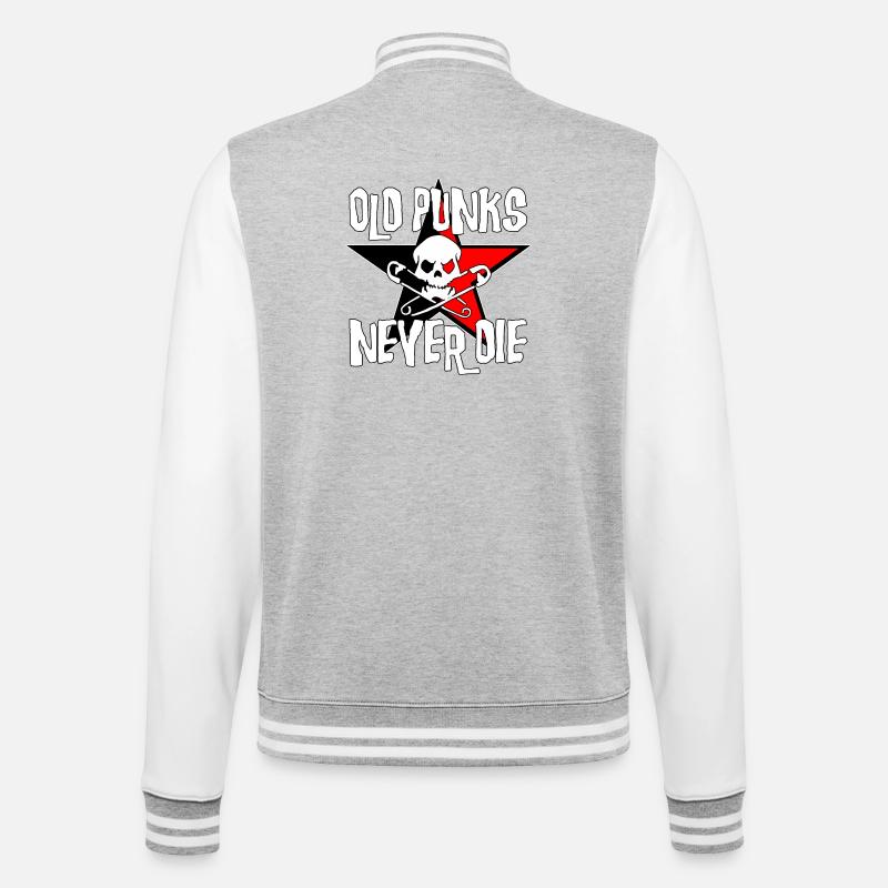 Old Punks Never Die - College-Sweatjacke - Grau meliert/Weiß