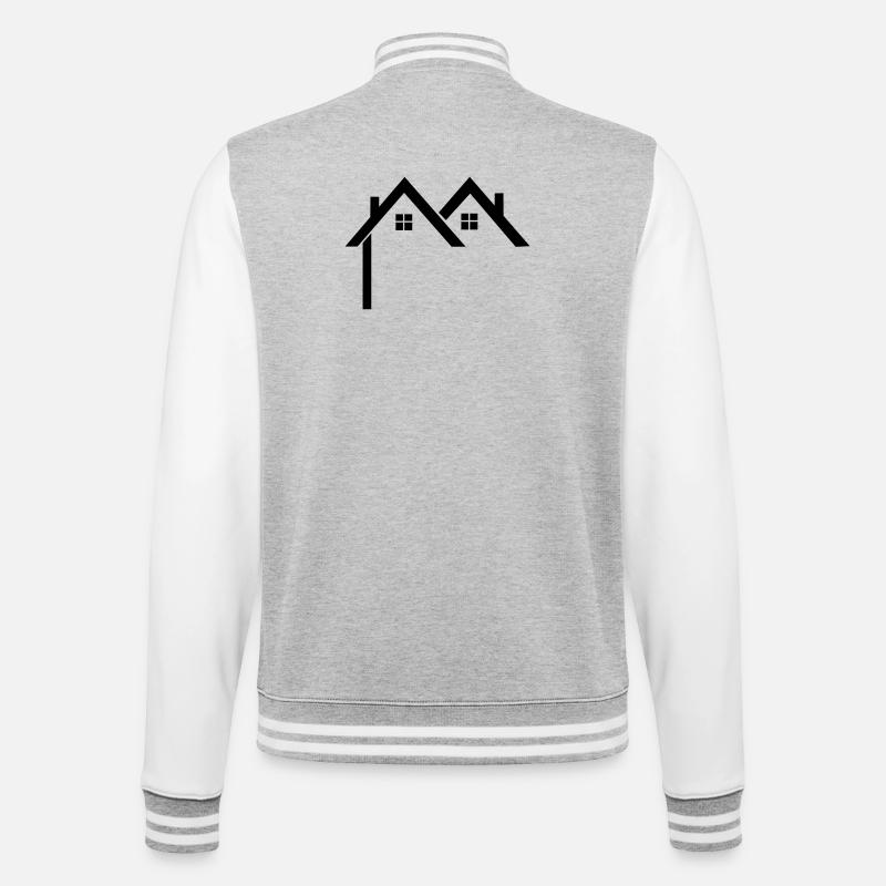 Wohngebiet Logo Häuser - College-Sweatjacke - Grau meliert/Weiß