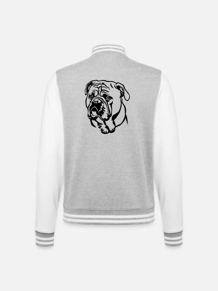 Continental Bulldog Head - College Sweat Jacket - heather grey/white