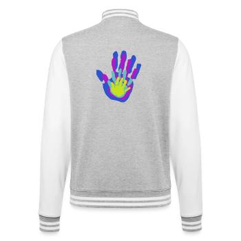 Dad, Mom and Us Palms - College Sweat Jacket - heather grey/white - Back - Marisol (170cm)