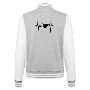 Zwei Herzen Herzschlag - College-Sweatjacke - Grau meliert/Weiß - Hinten - Marisol (170cm)