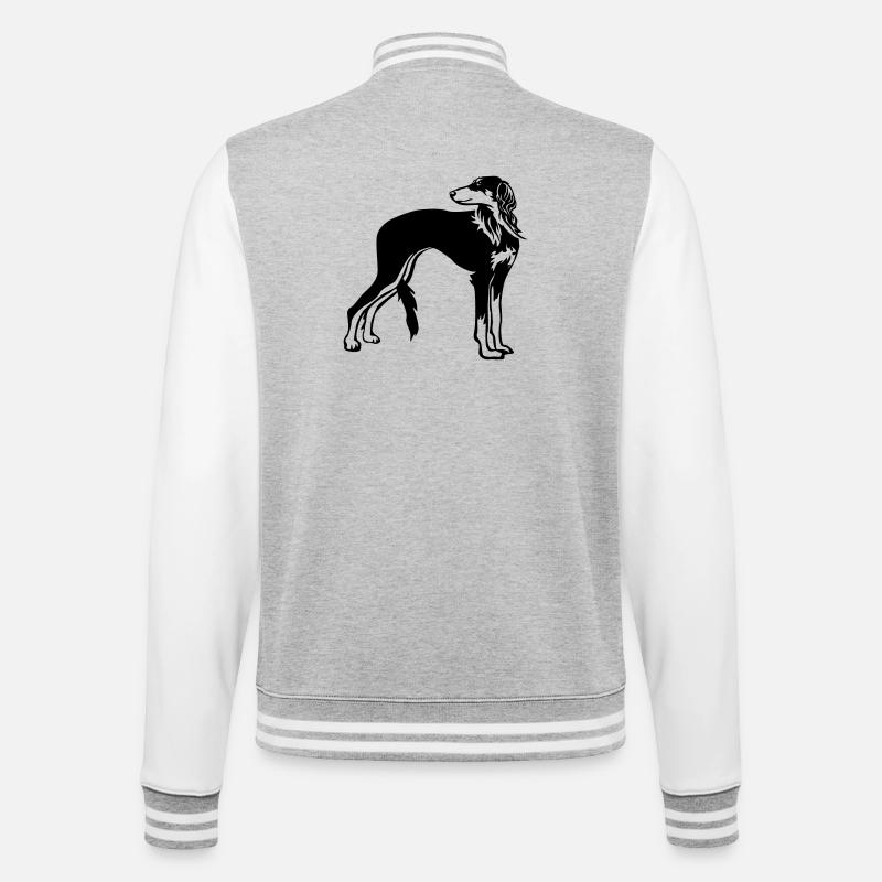 Saluki - College-Sweatjacke - Grau meliert/Weiß