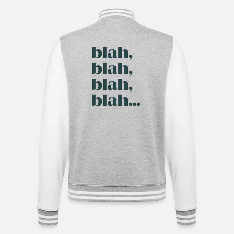Bla bla bla bla - College-Sweatjacke - Grau meliert/Weiß