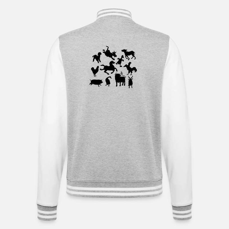 Nutztiere - College-Sweatjacke - Grau meliert/Weiß