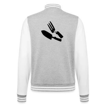 Outils de jardin shepje et râteau - Veste Teddy - gris chiné / blanc - Dos - Marisol (170cm)