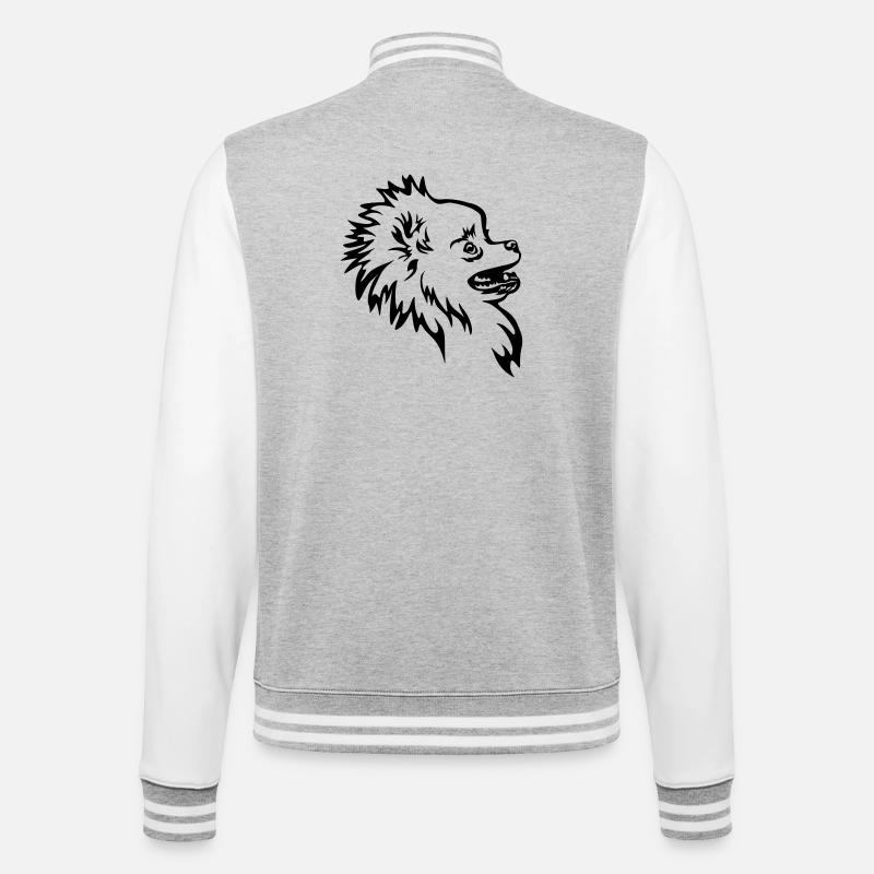 Tête de Zwergspitz - Veste Teddy - gris chiné / blanc
