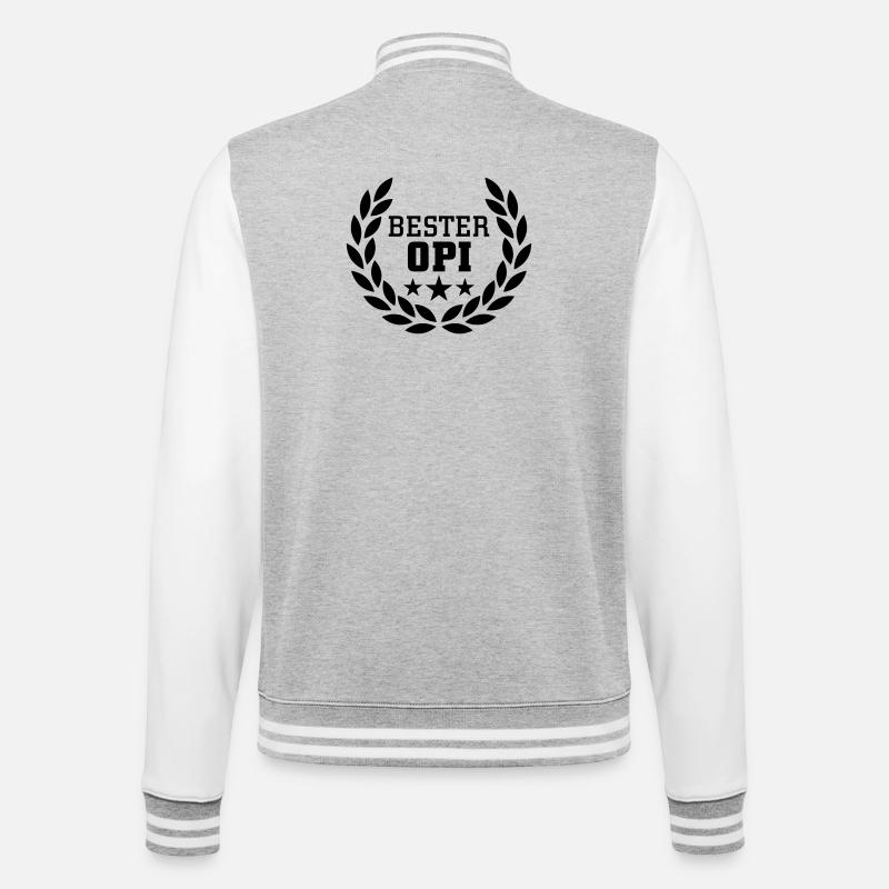 Bester Opi - College-Sweatjacke - Grau meliert/Weiß