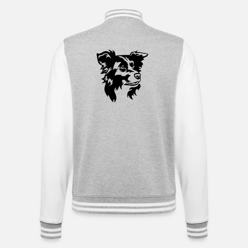 Border Collie Head - College Sweat Jacket - heather grey/white