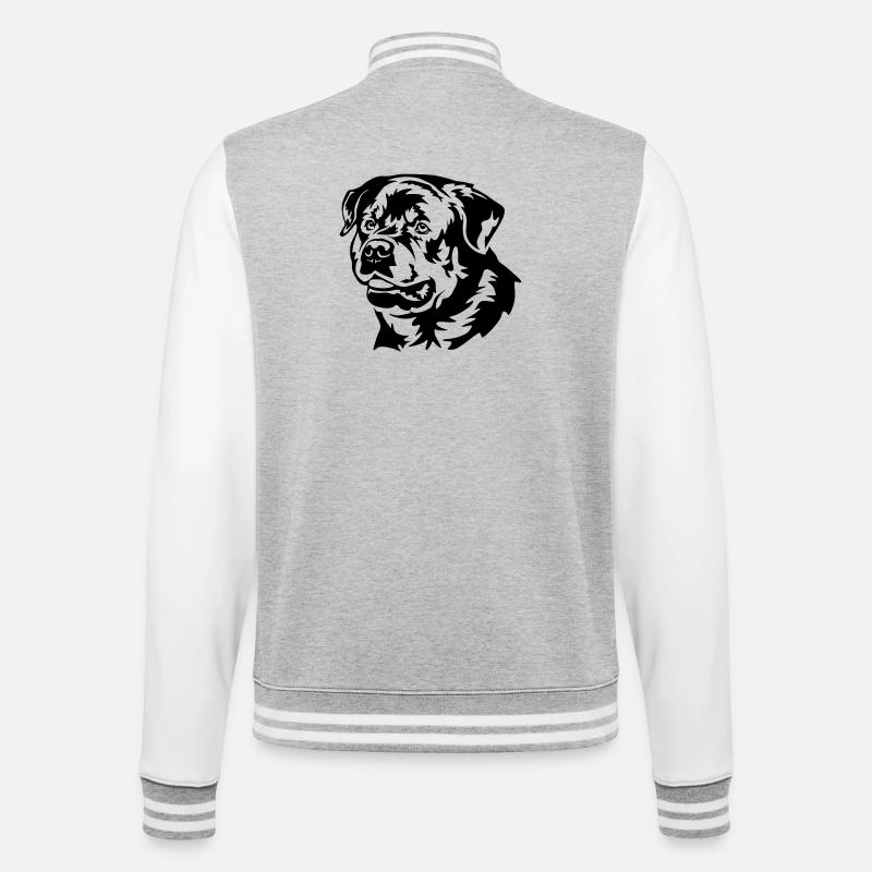 Rottweiler Head - College Sweat Jacket - heather grey/white