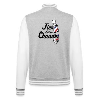 Fier d'être chauve Cadeau drôle pour homme chauve - Veste Teddy - gris chiné / blanc - Dos - Marisol (170cm)