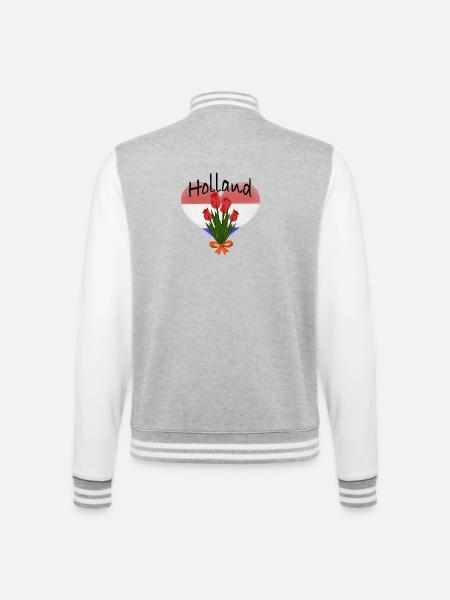 Tulip heart from Holland - College Sweat Jacket - heather grey/white
