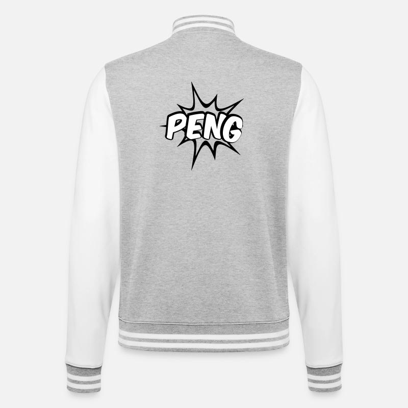Peng Comic Design - College-Sweatjacke - Grau meliert/Weiß
