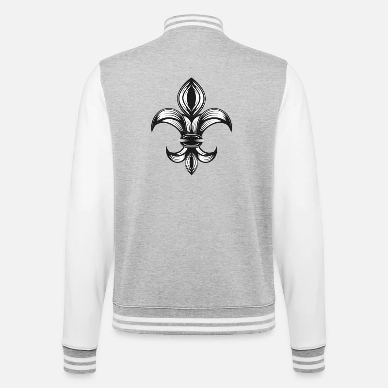 stylized iris - Fleur-de-Lys - College Sweat Jacket - heather grey/white